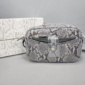 G.I.L.I. GILI Leather Crossbody Removable Pouch Gray Snake Skin Bag - NIB